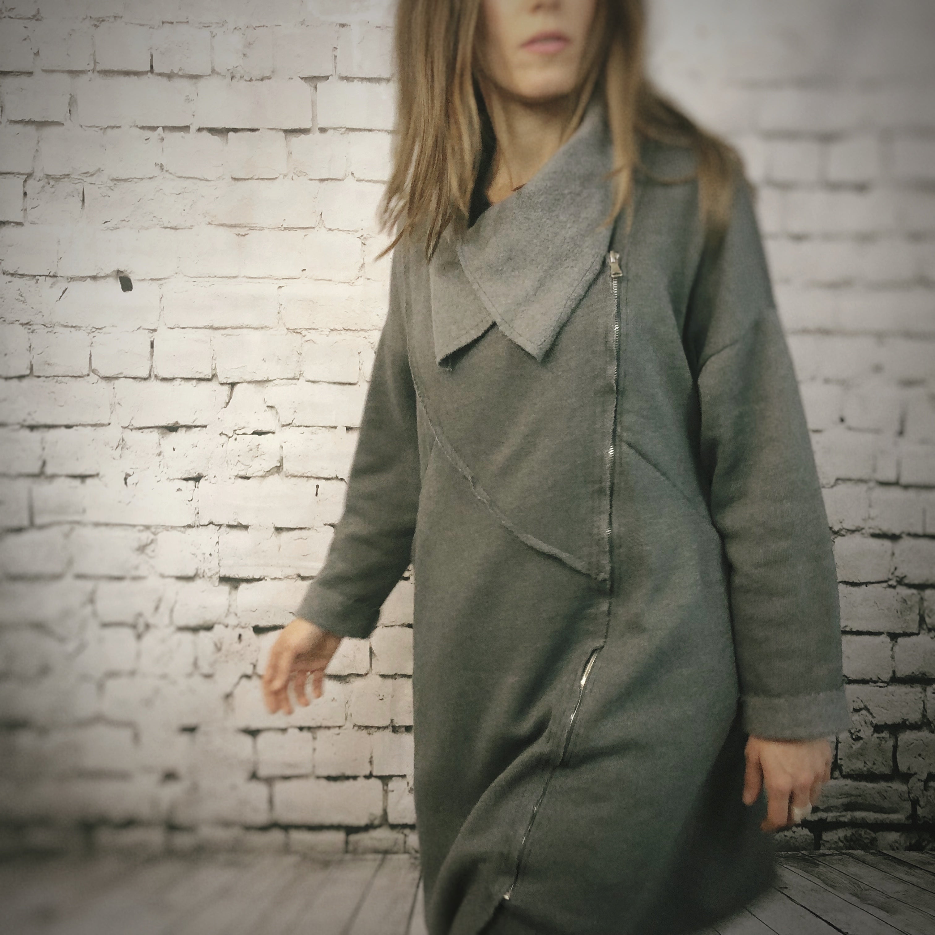 Asymmetrical Zip Sweat-Jacket