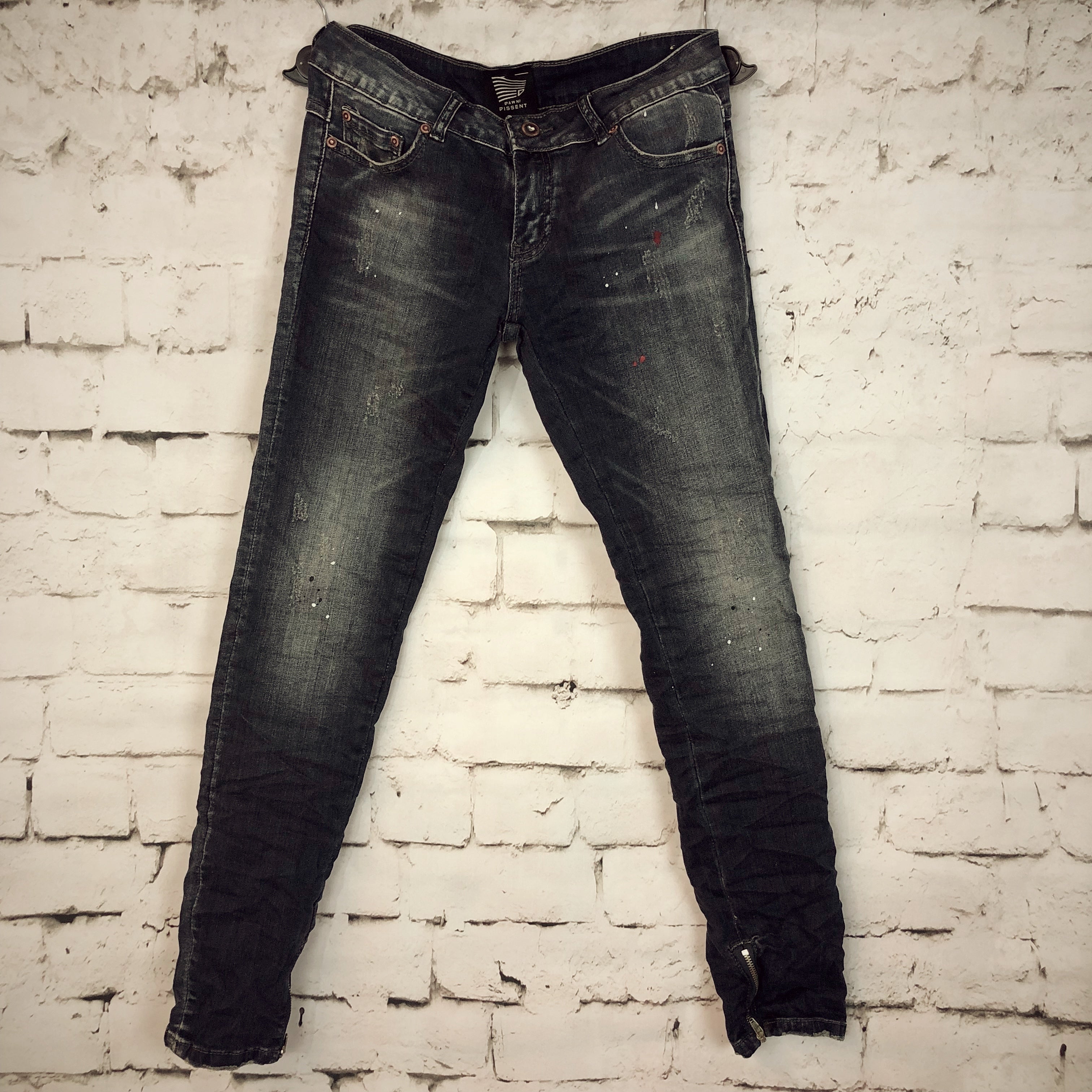 Stretch Skinny Denim With Ankle Zipper