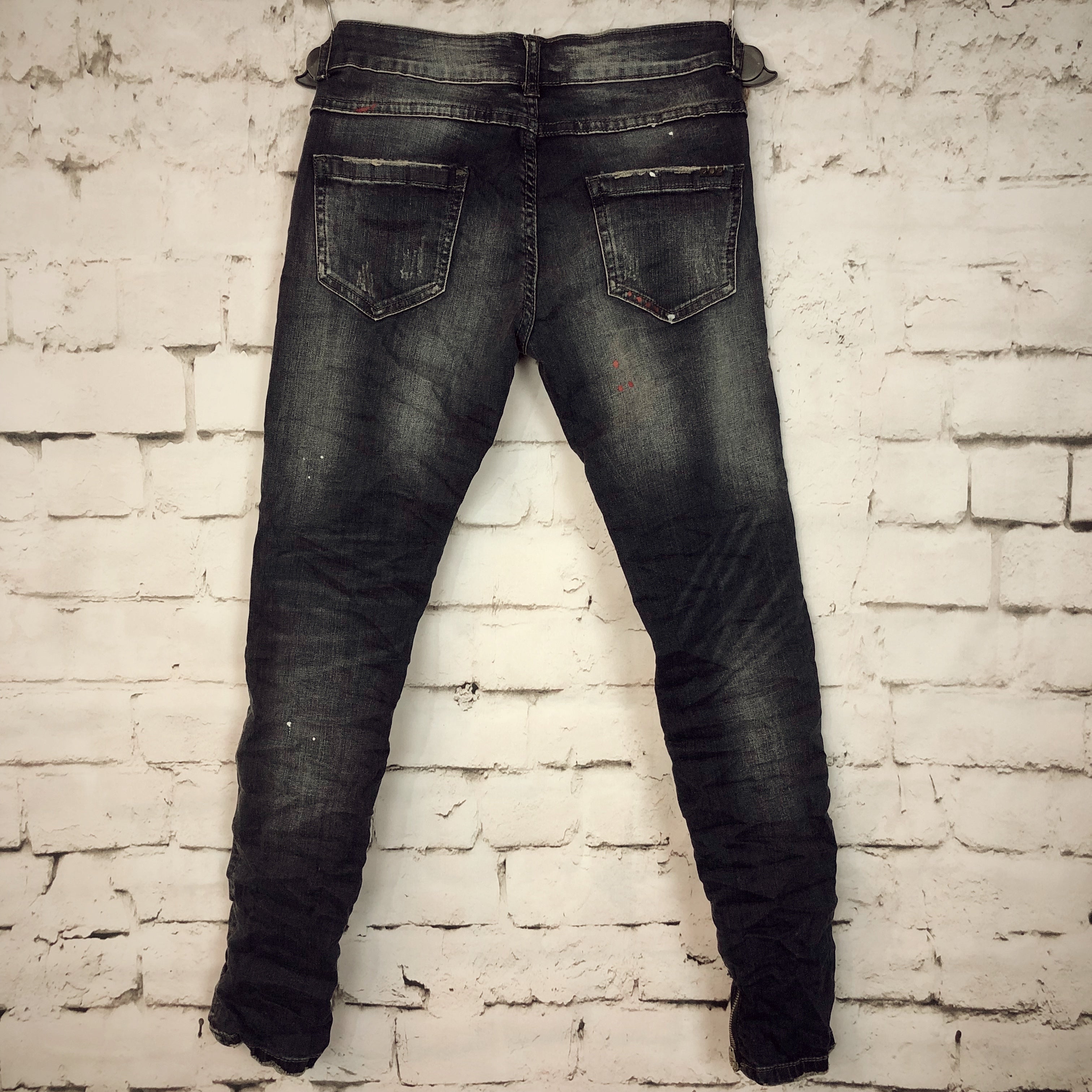 Stretch Skinny Denim With Ankle Zipper