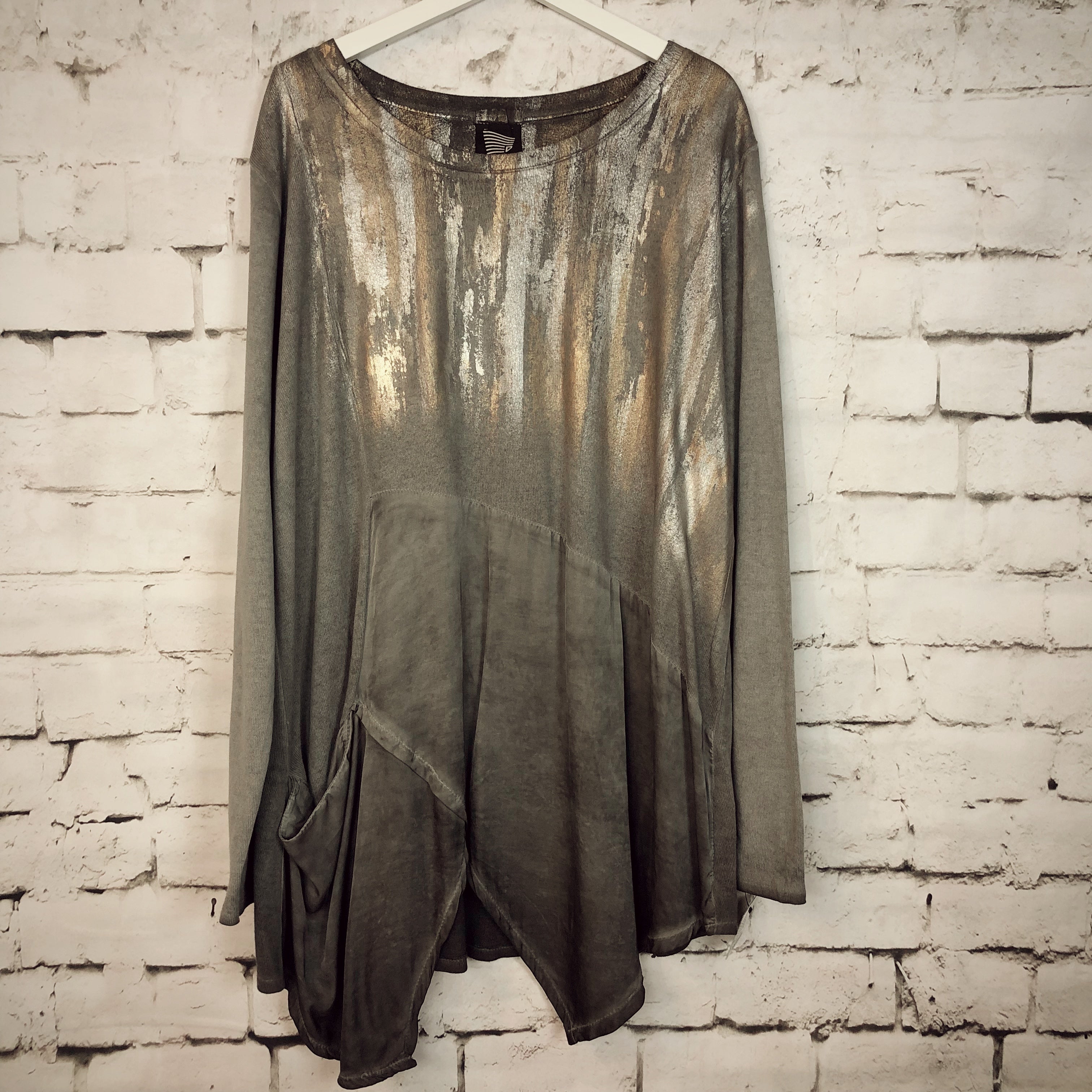 Metallic Spray Asymmetrical Dress