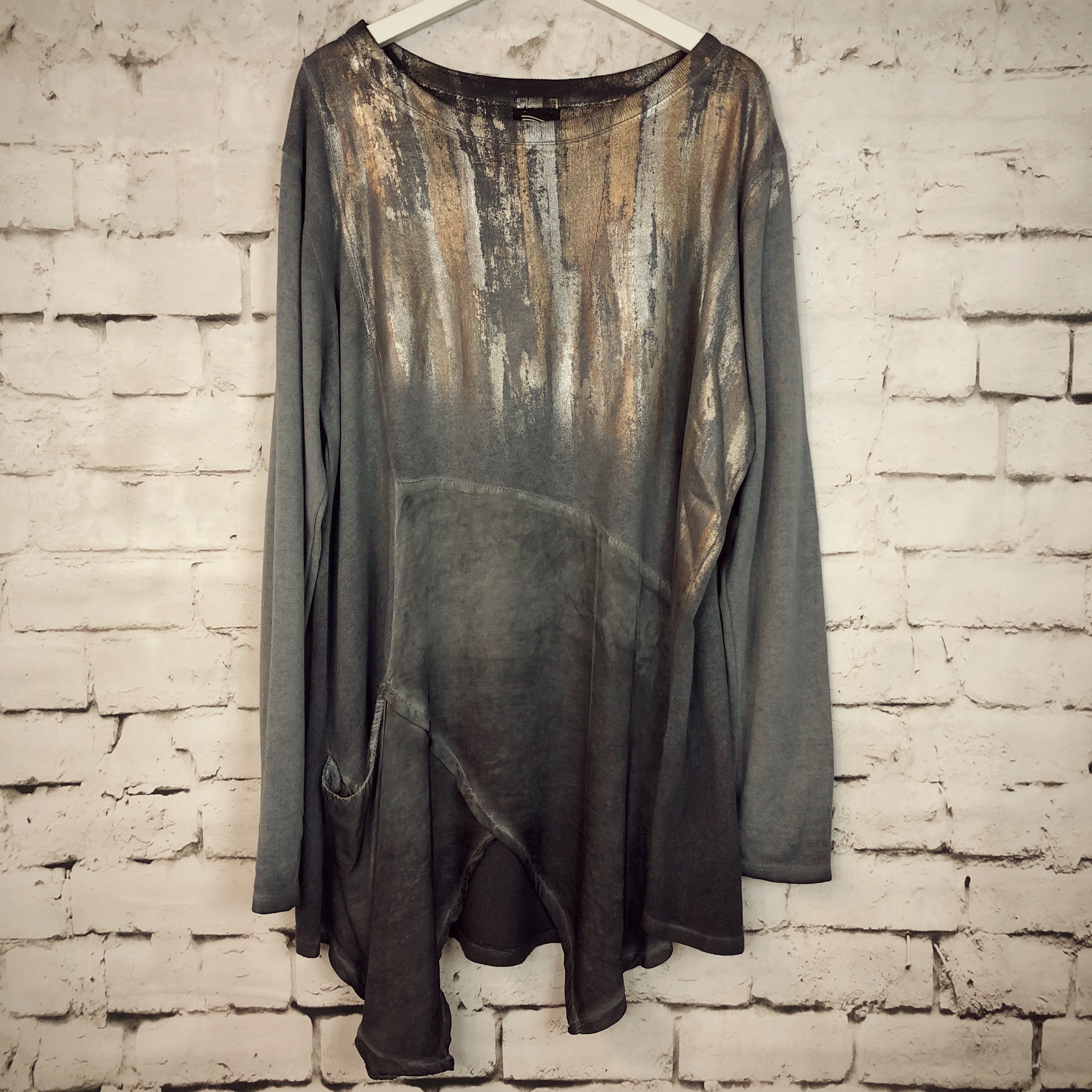 Metallic Spray Asymmetrical Dress