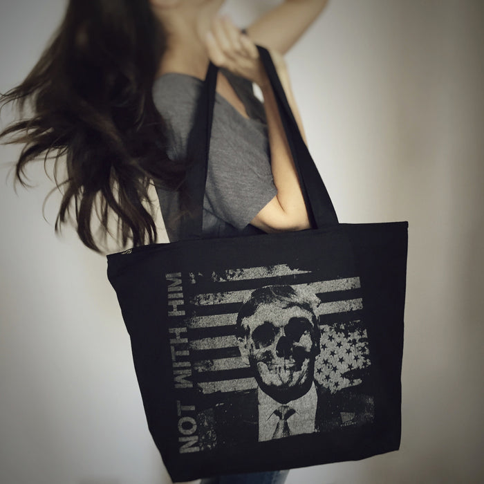 NWH-Skull Large Zippered Tote