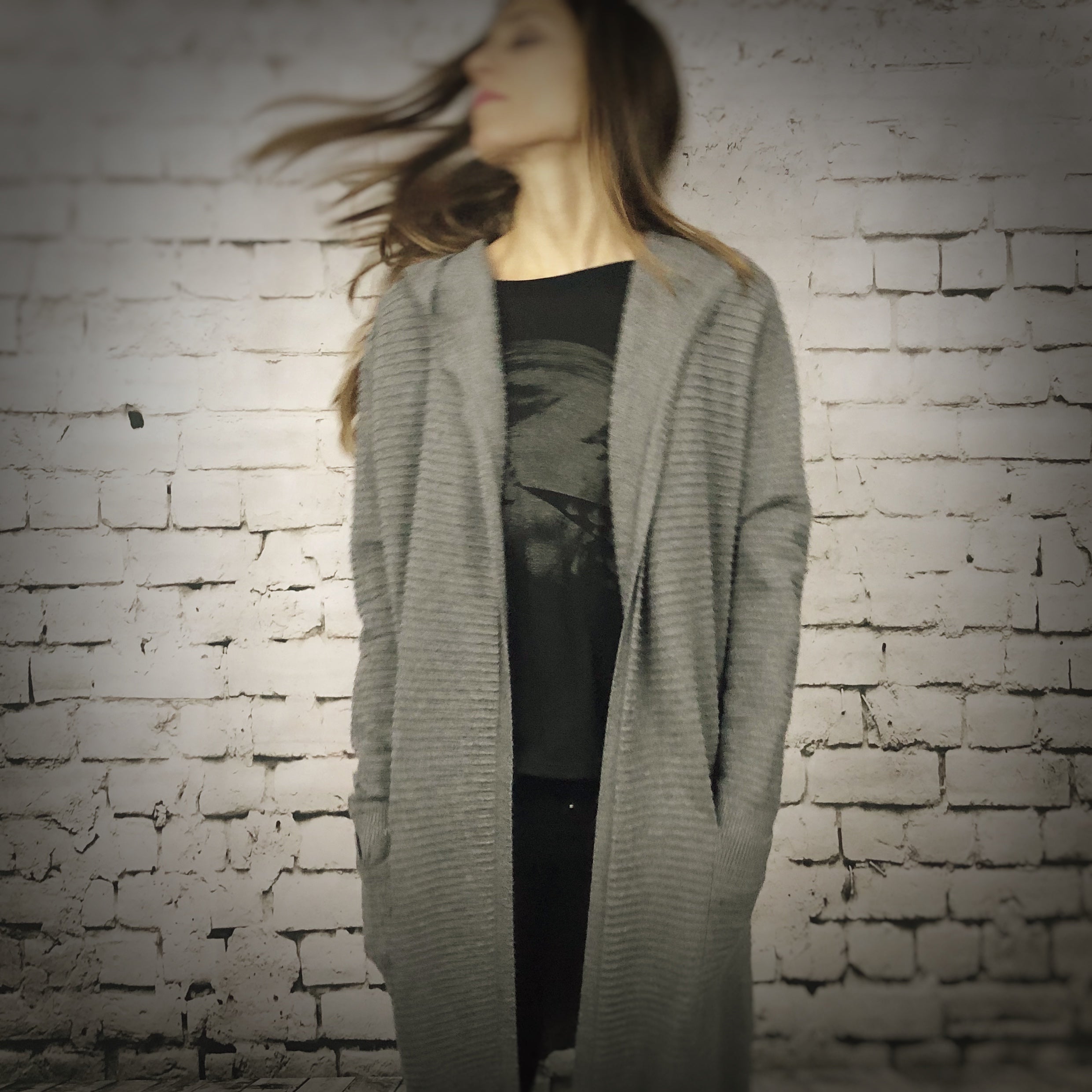 Striped Long Cardigan With Hood