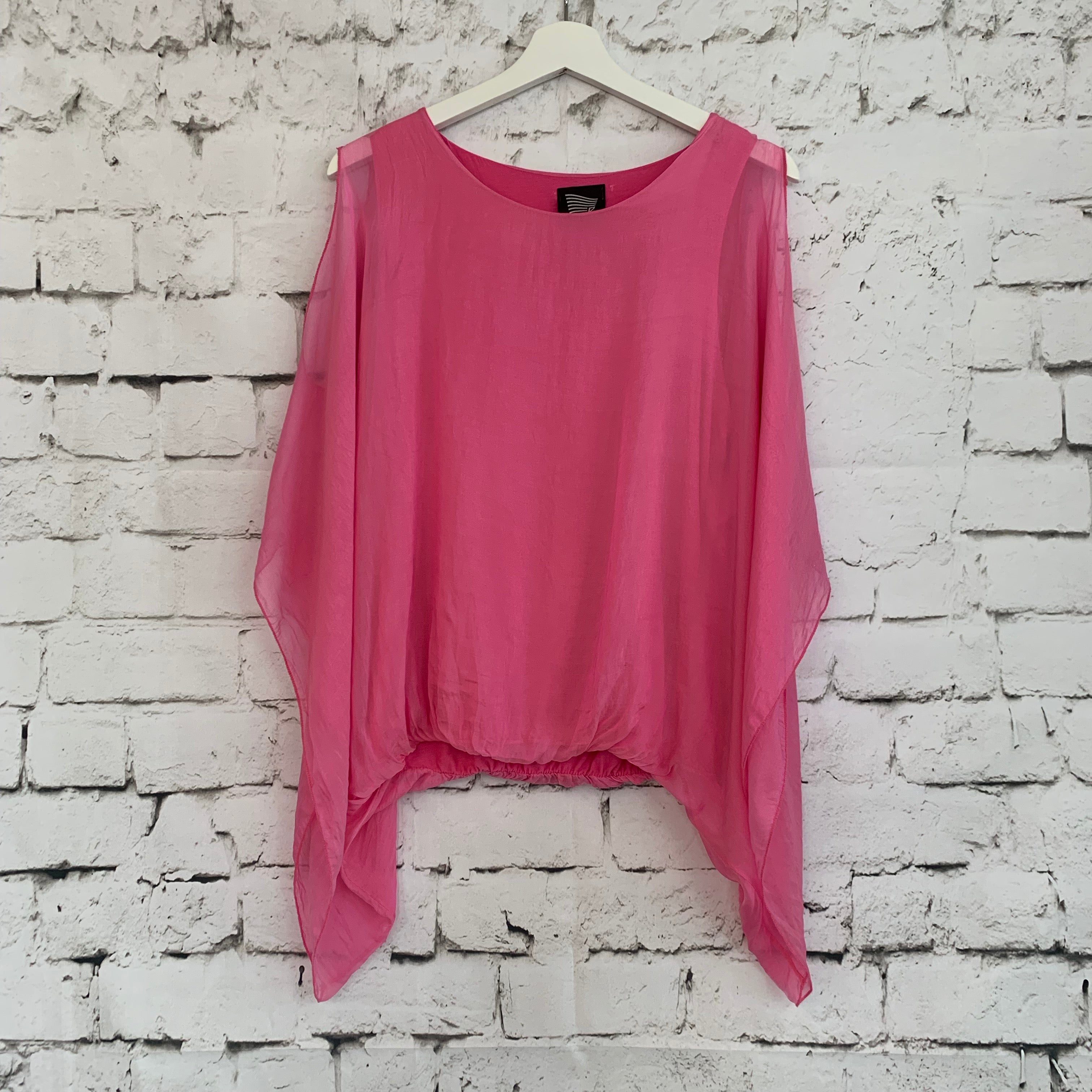 Sheer Dolman Top With Shoulders Slit