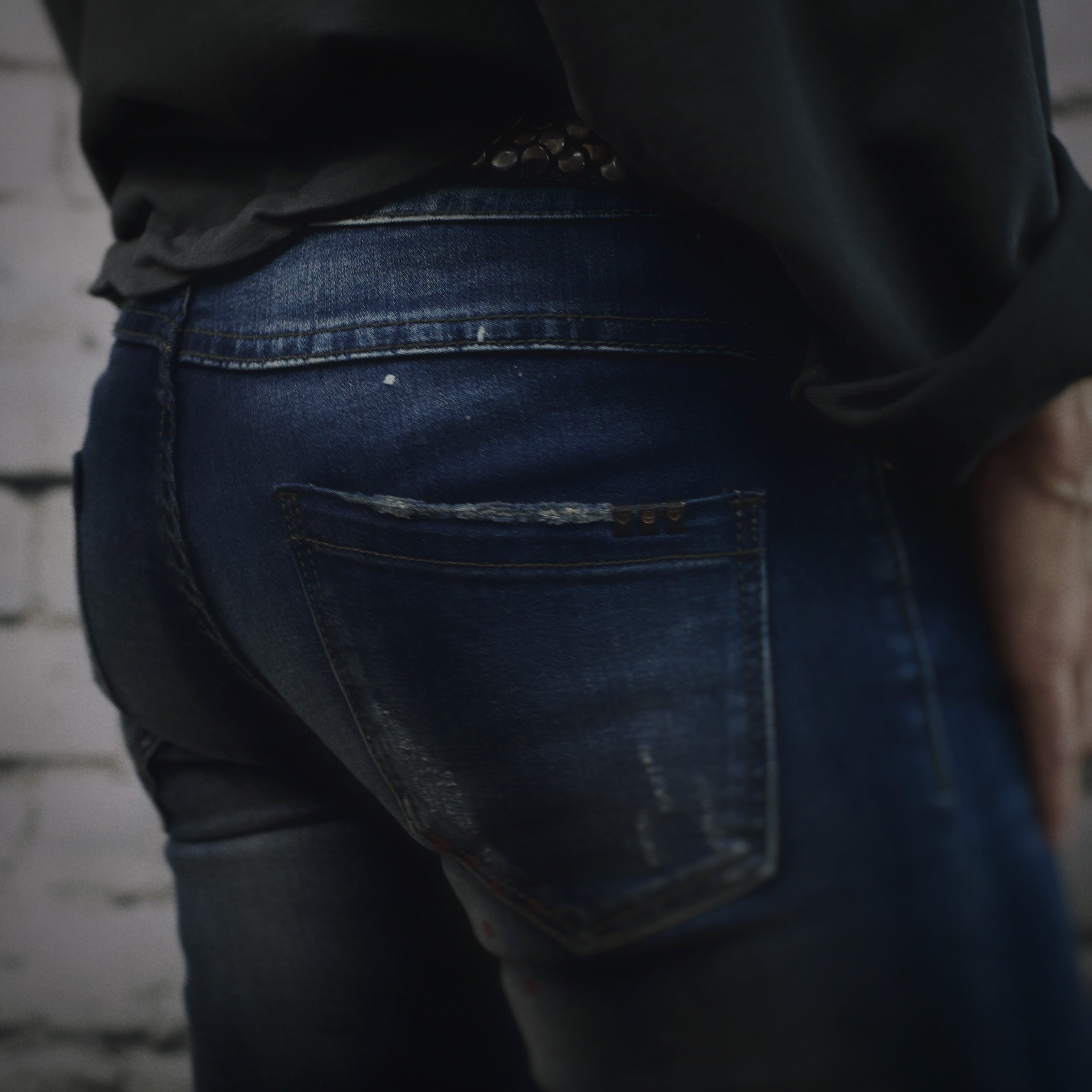 Stretch Skinny Denim With Ankle Zipper