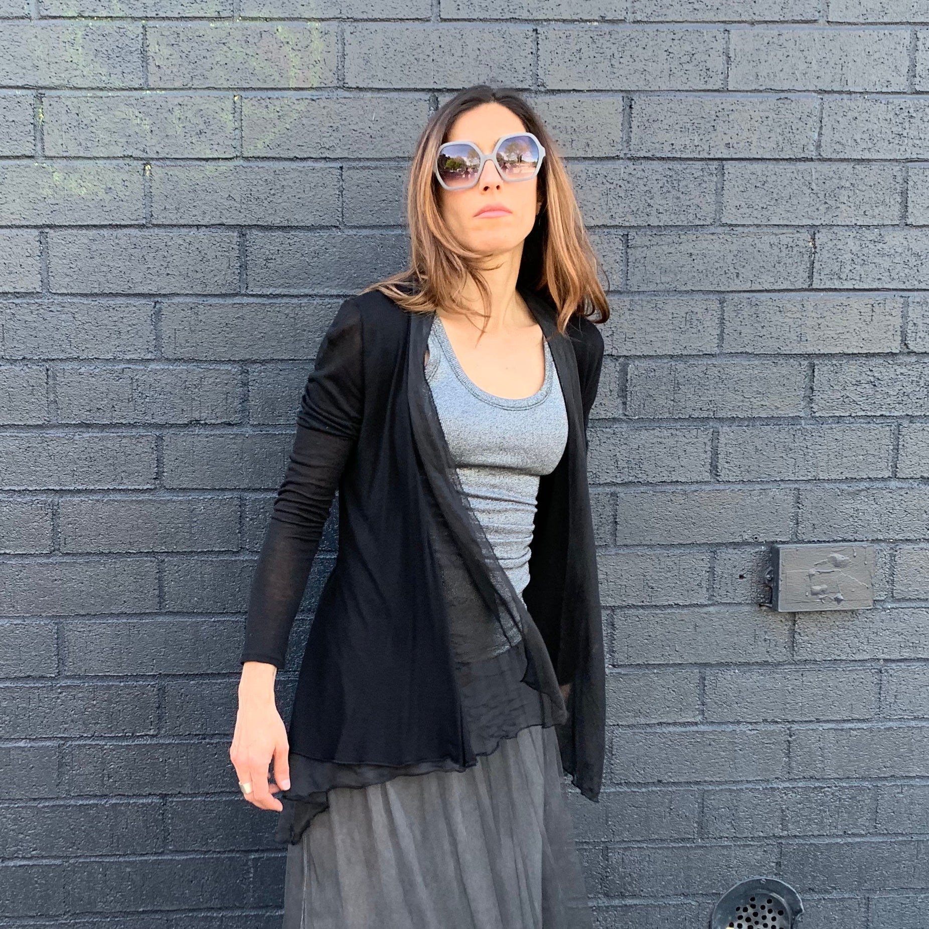 Sheer Combo Panel Cardigan