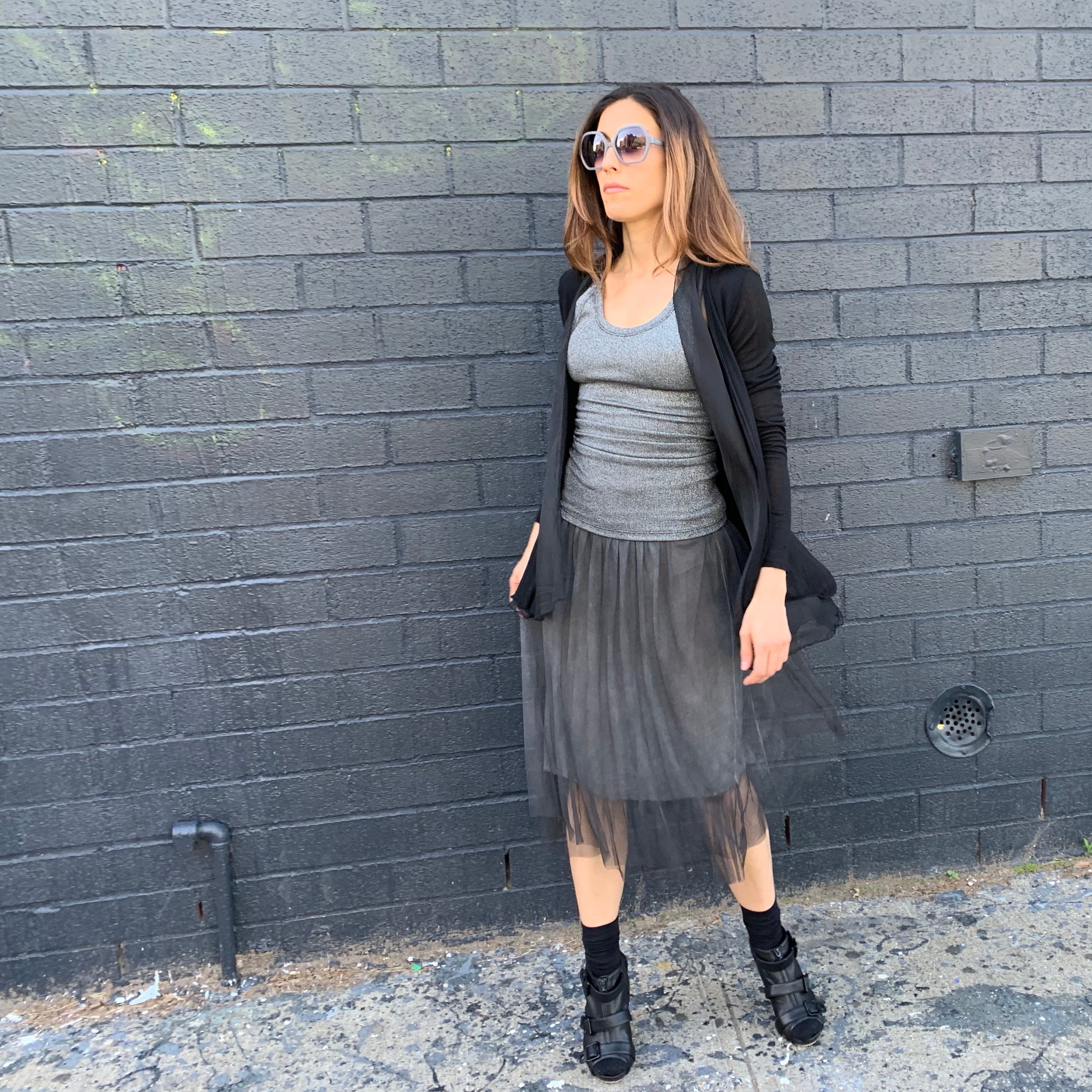 Sheer Combo Panel Cardigan