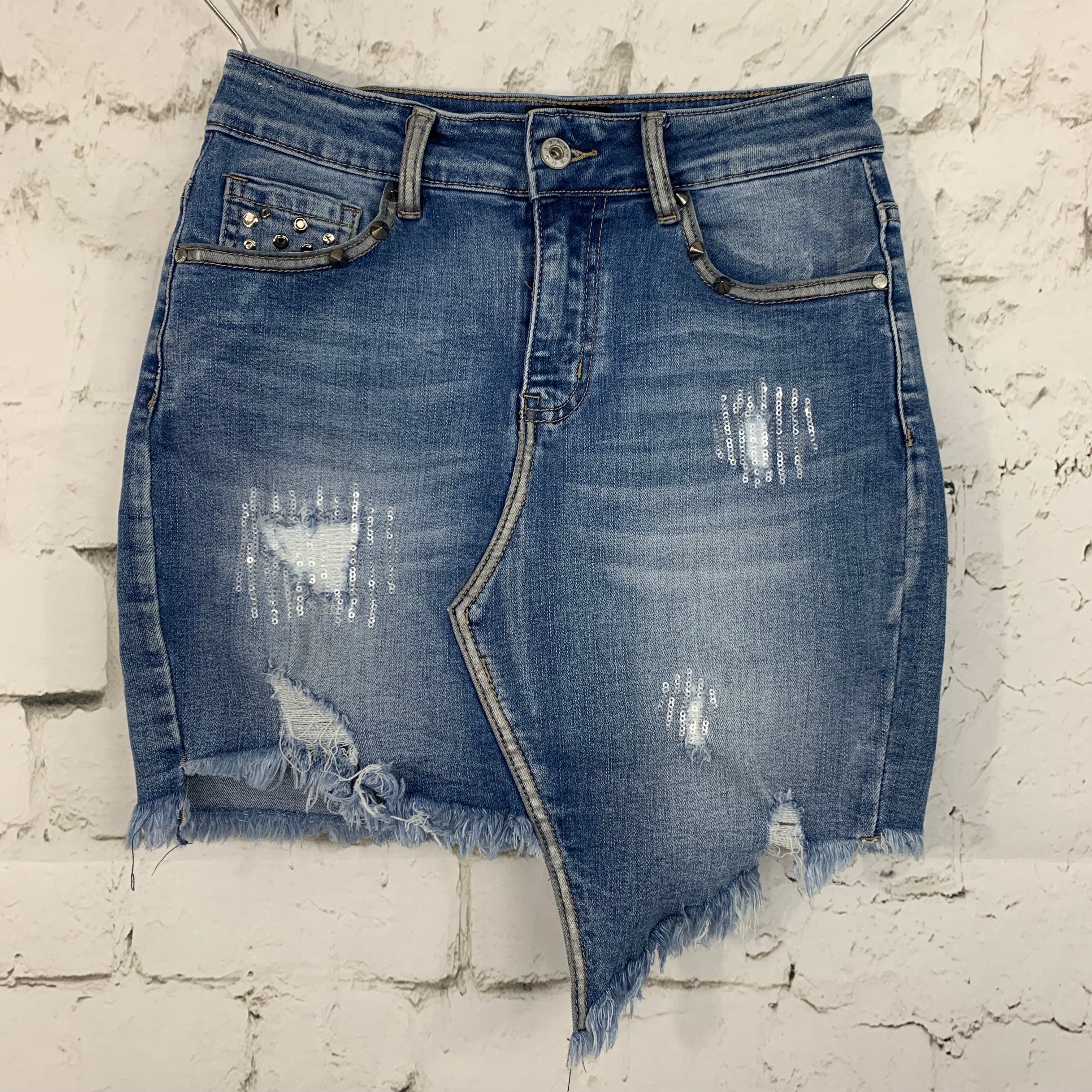 Custom Studded Denim Skirt