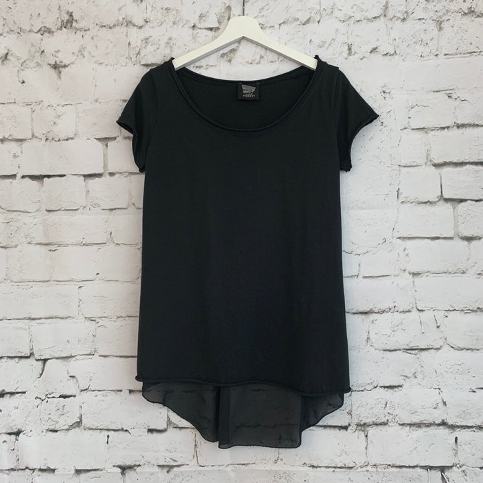Sheer Silk Back Graphic Top
